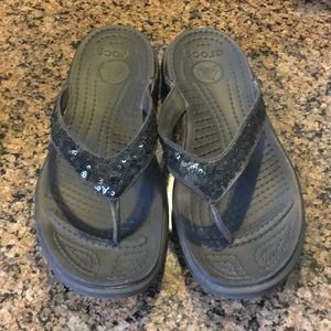 Crocs sparkly flip flops!